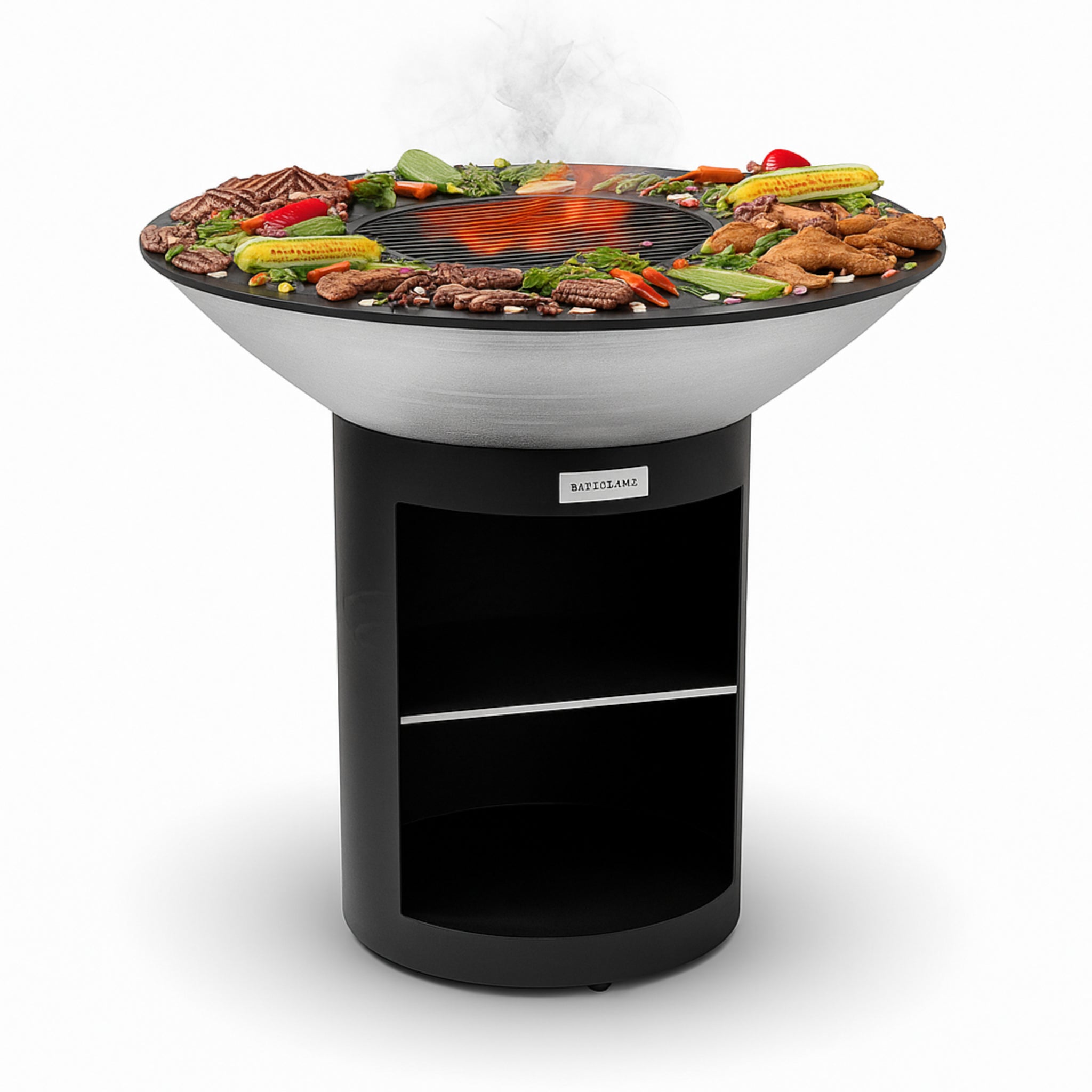 Arteflame 40″ Platinum Series — Stainless Fire Bowl Flat-Top Grill with Storage Base