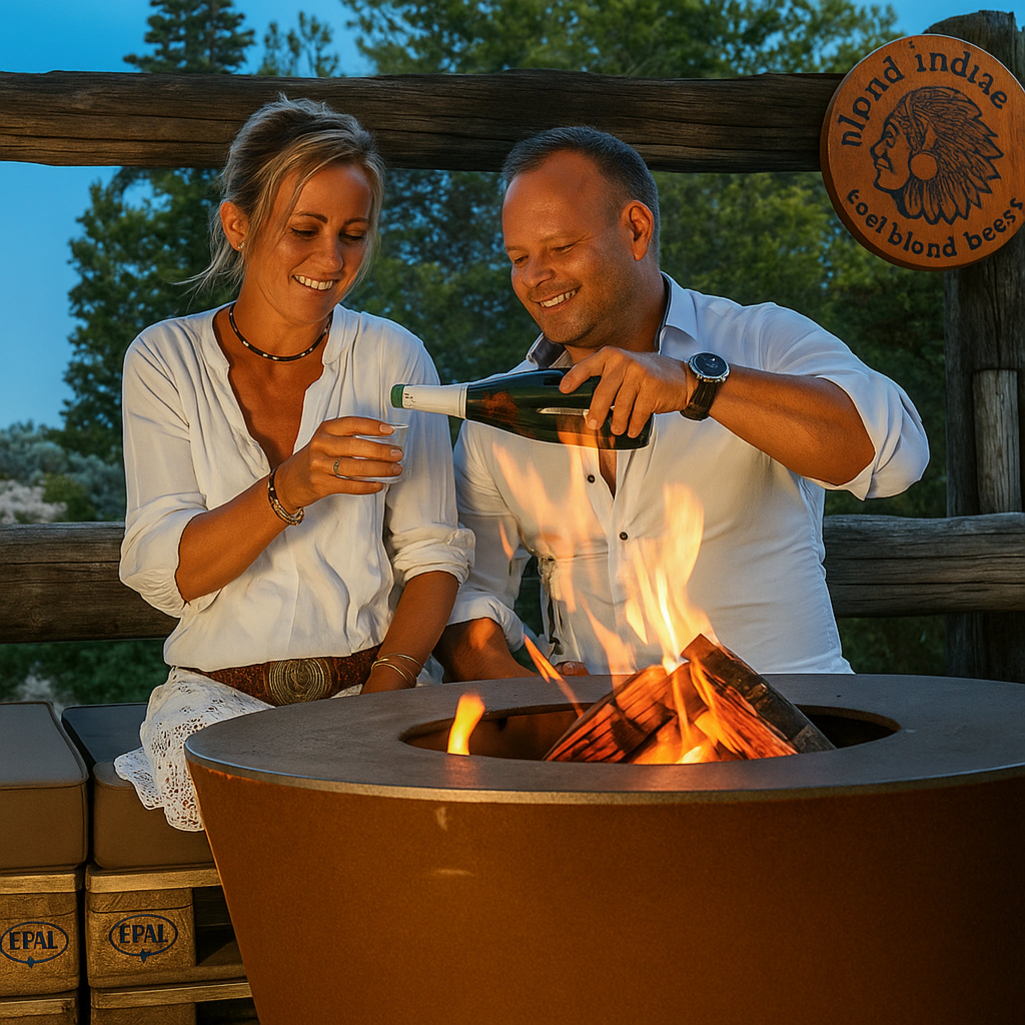 Arteflame Classic 40″ — Round Base Flat-Top Grill & Fire Bowl (CORTEN Steel)