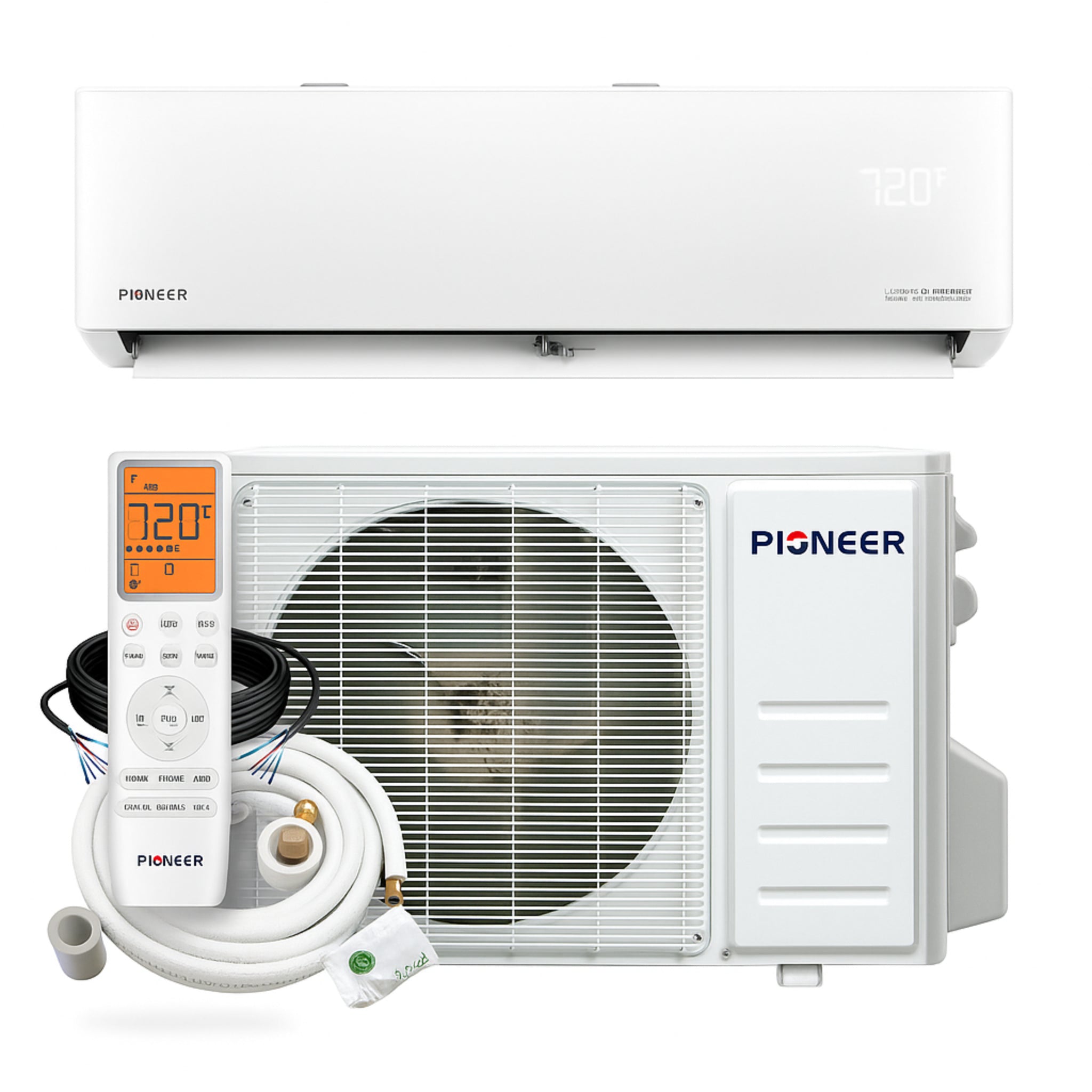 Pioneer® Quantum Ultra™ 9,000 BTU 24 SEER2 115V High-Wall Ductless Energy-Star Mini-Split Air Conditioner Inverter Heat Pump Full Set
