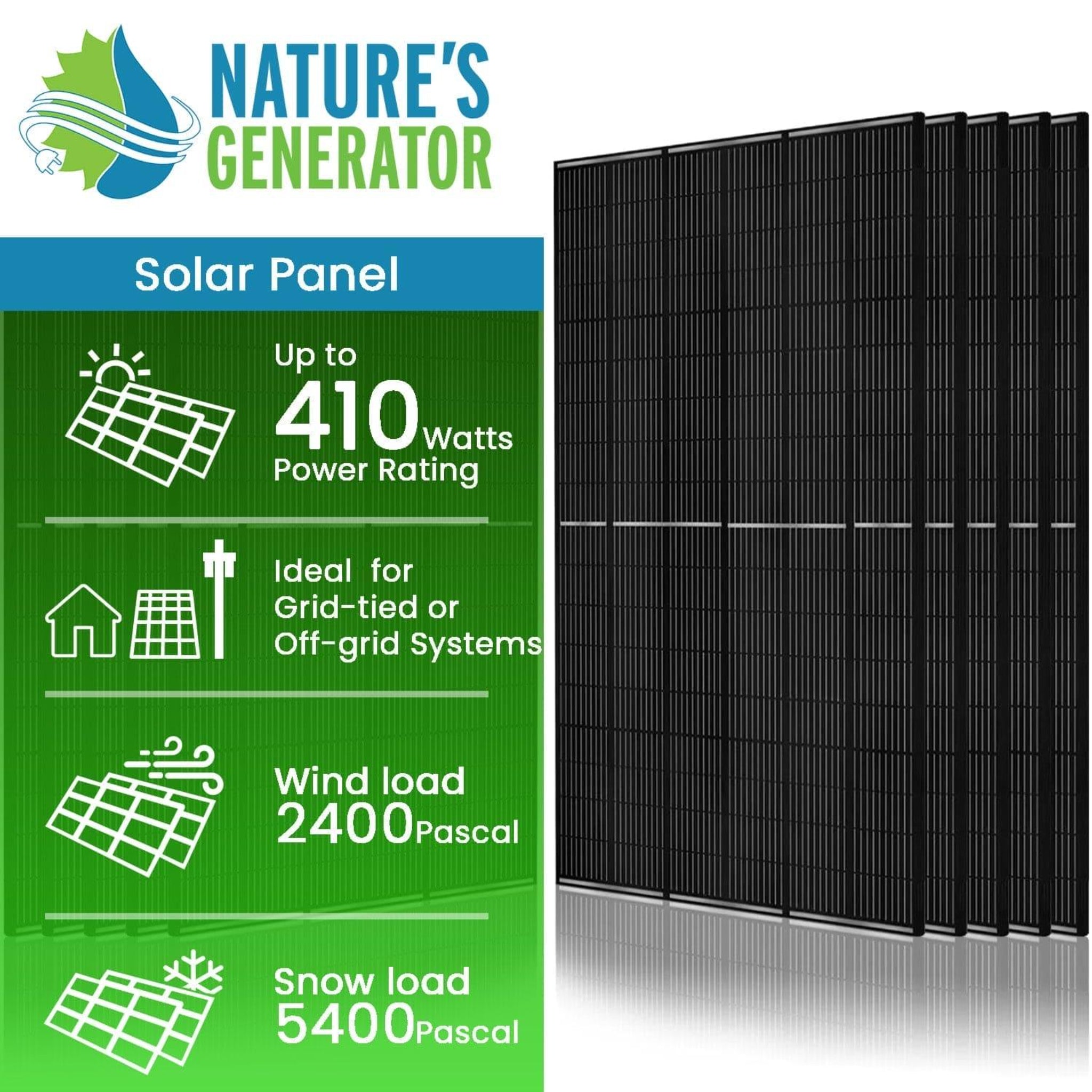 410 Watt Monocrystalline Solar Panel (4 Pack)