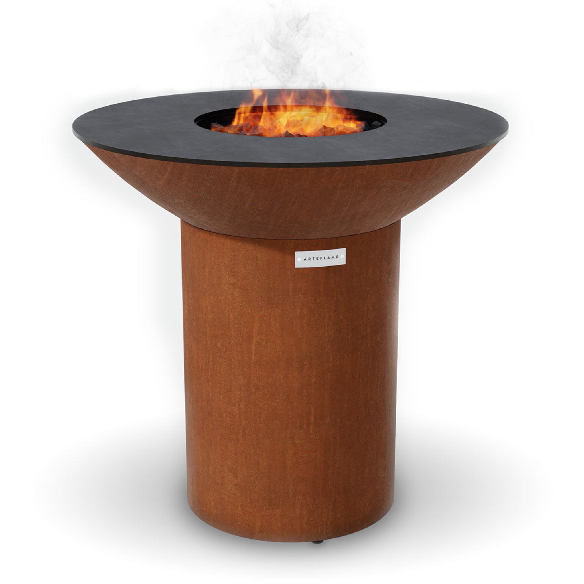 Arteflame Classic 40″ — Round Base Flat-Top Grill & Fire Bowl (CORTEN Steel)