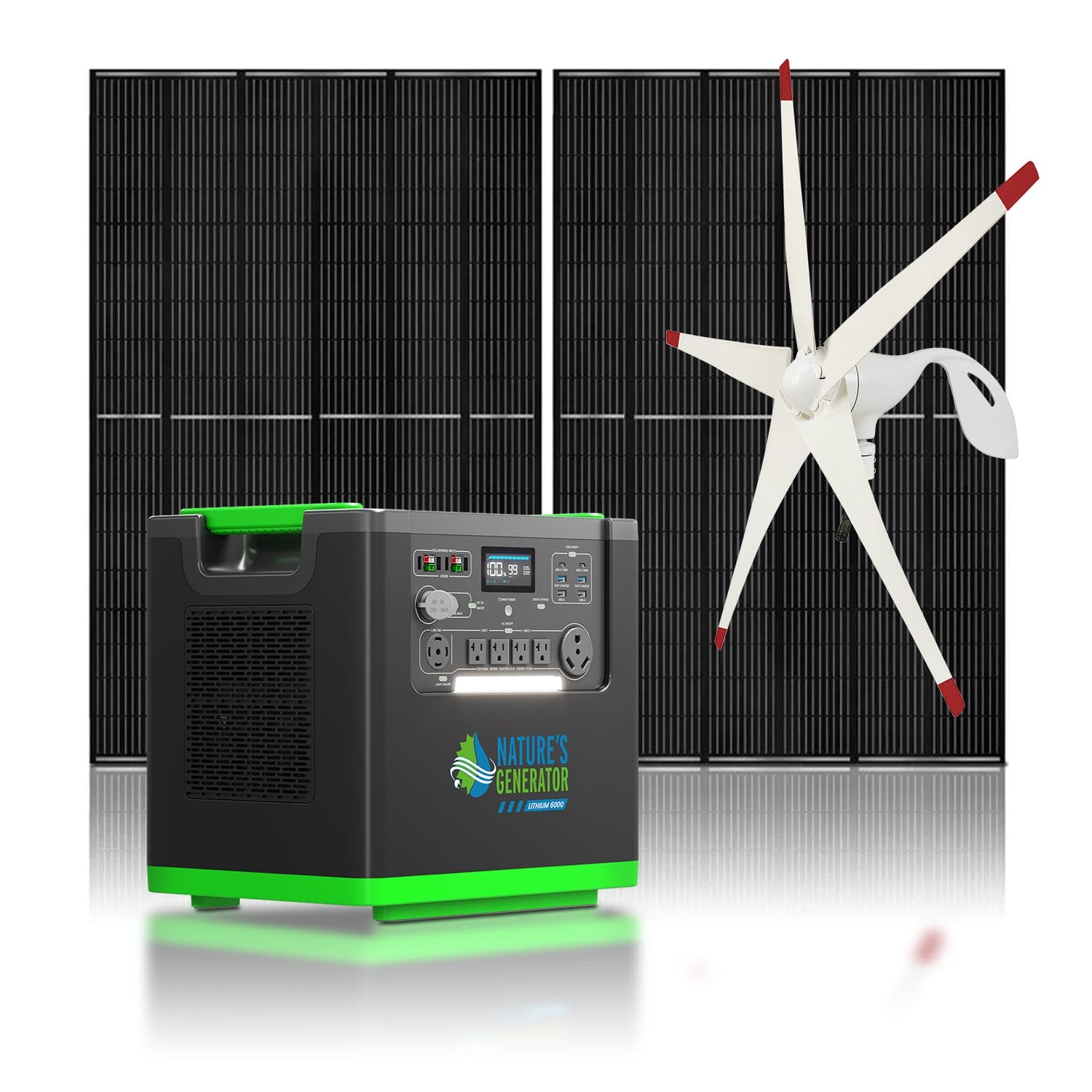 Nature's Generator Lithium 6000 with Solar Panels and Wind Turbine