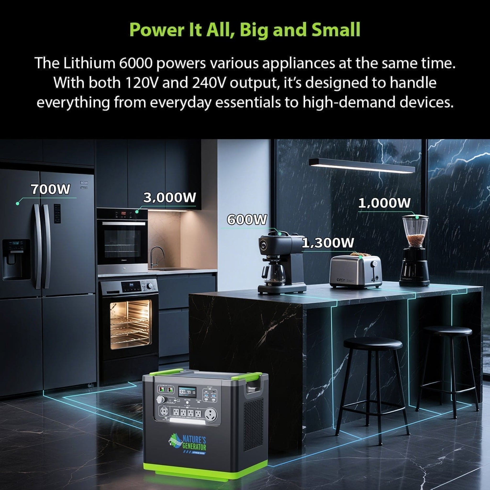 Nature's Generator Lithium 6000 with Solar Panel