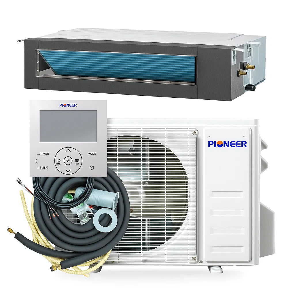 Pioneer® Quantum Ultra™ 18,000 BTU 21 SEER2 230V Ceiling Concealed Ducted Mini-Split Air Conditioner Inverter Heat Pump Full Set