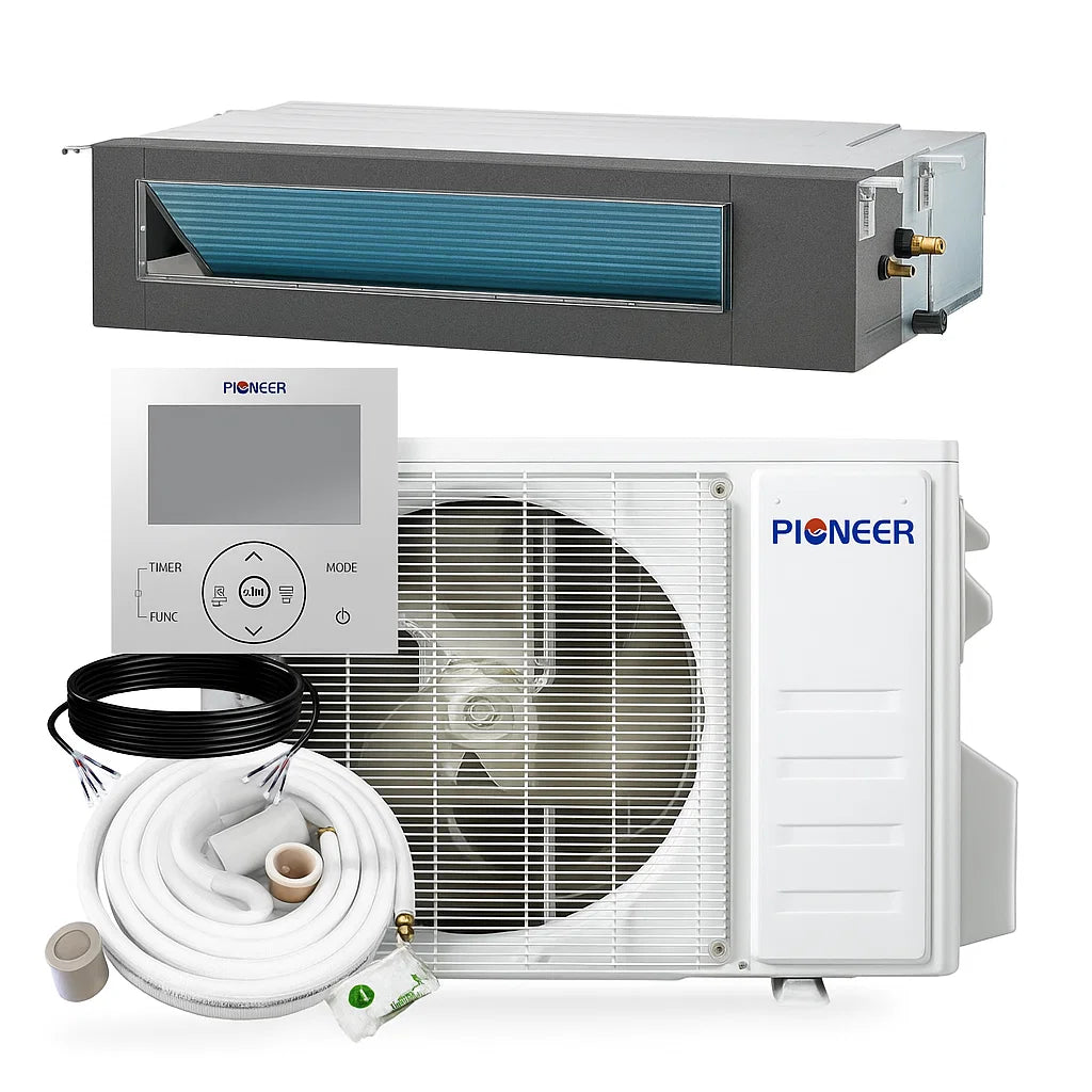 Pioneer® Quantum Ultra™ 18,000 BTU 21 SEER2 230V Ceiling Concealed Ducted Mini-Split Air Conditioner Inverter Heat Pump Full Set