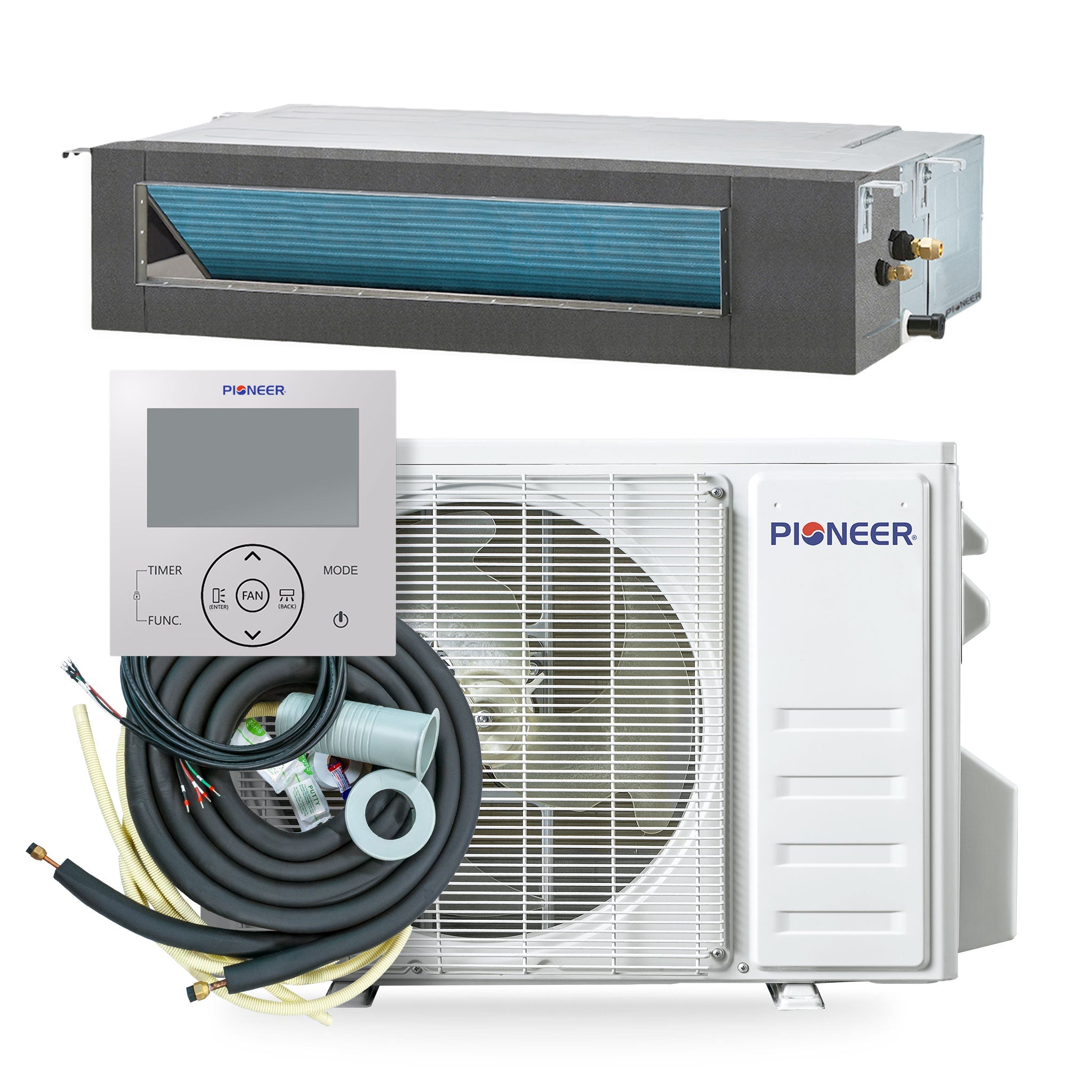 Pioneer® Quantum Ultra™ 24,000 BTU 19 SEER2 230V Ceiling Concealed Ducted Mini-Split Air Conditioner Inverter Heat Pump Full Set