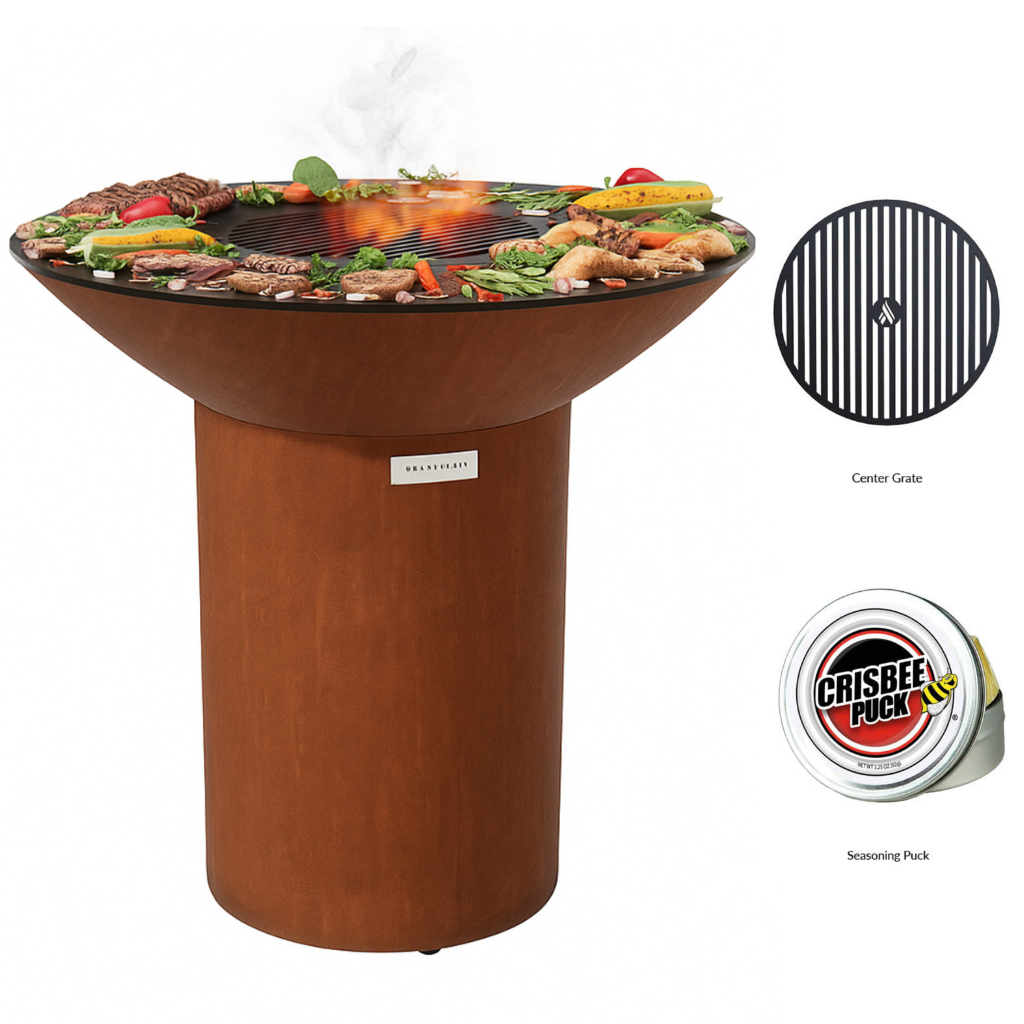 40″ Round Base Flat-Top Grill & Fire Bowl (CORTEN Steel)