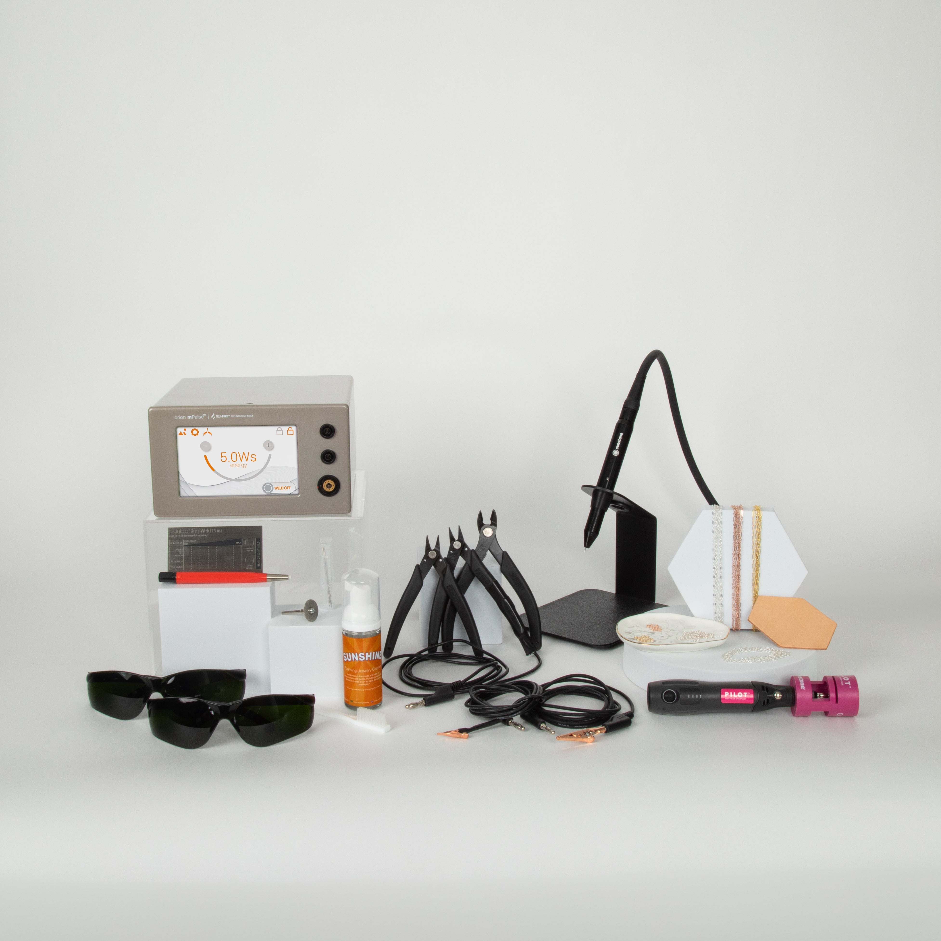 Gold Permanent Jewelry Starter Kit with a Black Stylus and Orion mPulse®