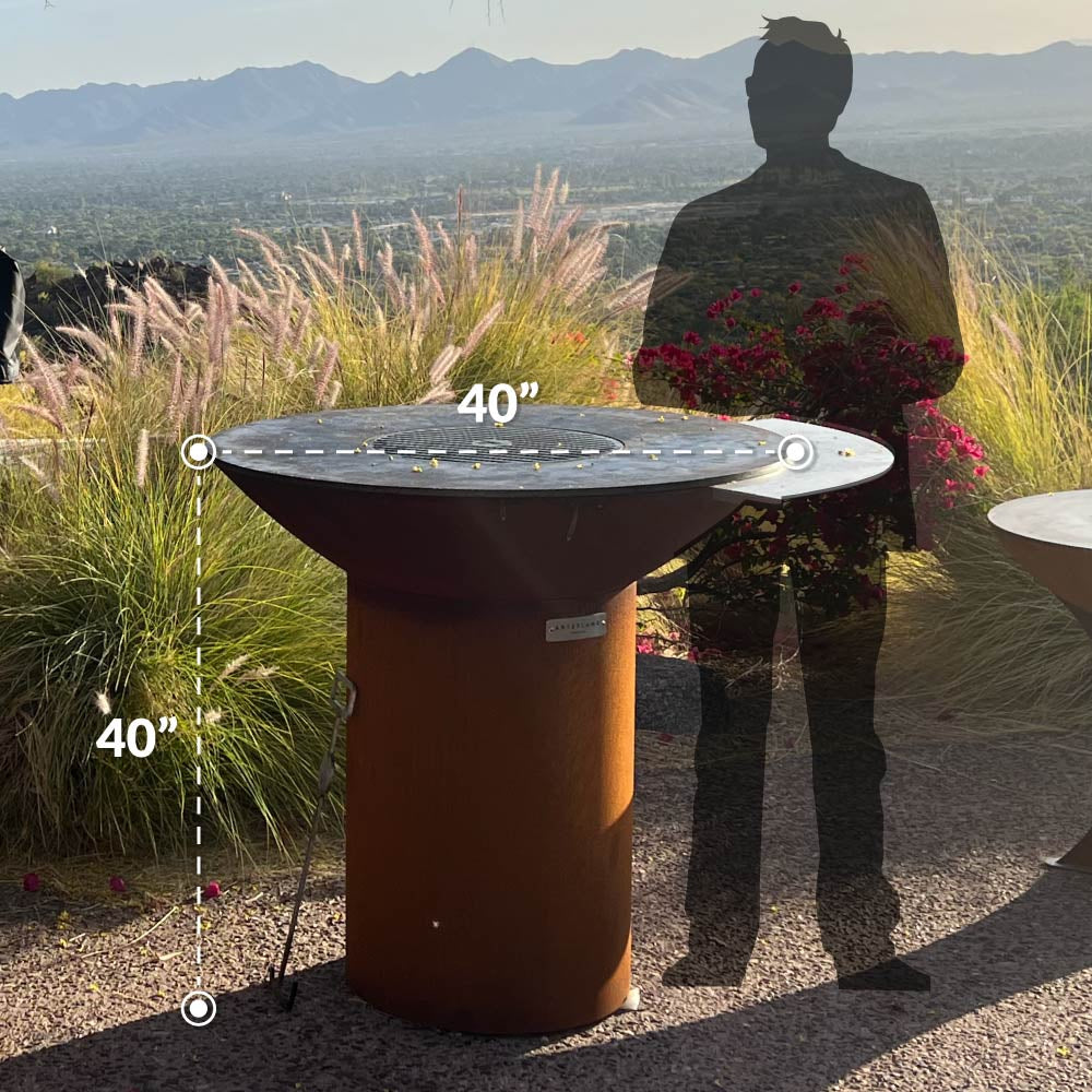 Arteflame Classic 40″ — Storage Base Flat-Top Grill & Fire Bowl (CORTEN Steel)