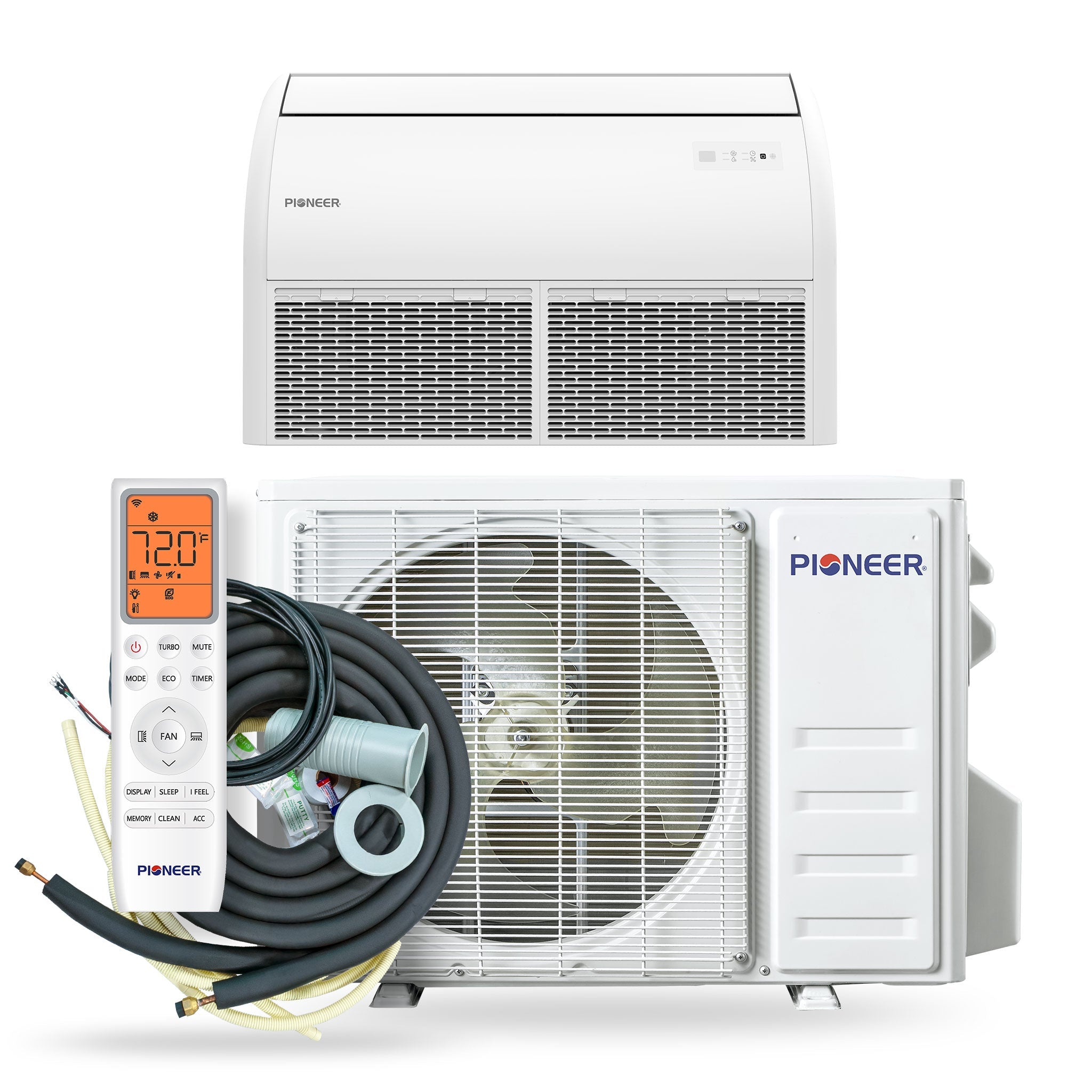 Pioneer® Quantum Ultra™ 24,000 BTU 20 SEER2 230V Floor/Ceiling/Low-Wall Ductless Mini-Split Air Conditioner Inverter Heat Pump Full Set